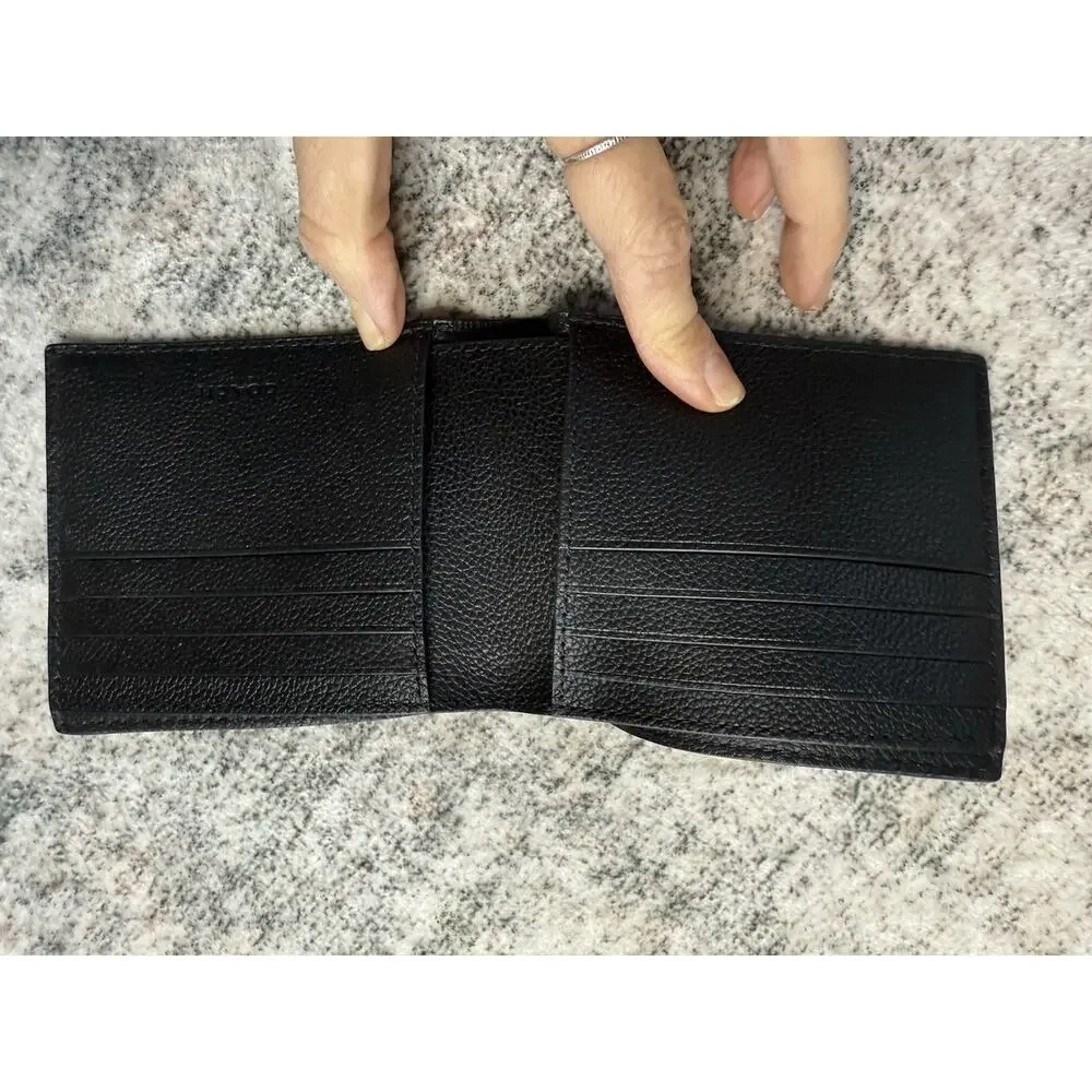 NWOt Coach Men's Bifold Billfold Wallet in Refine Pebble Leather | Black — New
